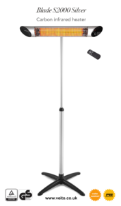 Veito Blade 2000 Silver Indoor and Outdoor Energy efficient carbon infrared heater
