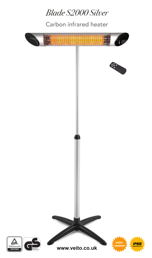 Veito Blade 2000 Silver Indoor and Outdoor Energy efficient carbon infrared heater