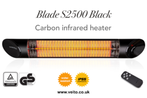 Veito Blade S2500 Black, Carbon Infrared Heater